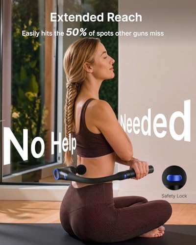 RENPHO Reach Curve Massage Gun with Extension Handle, 4-in-1 Massager - color: Black