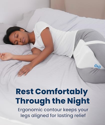 Everlasting Comfort Memory Foam Knee Pillow for Side Sleepers – Sciatica Pain Relief Pillow, Removable Strap Support – Leg Pillows for Sleeping Alignment, Knees, Back & Hip Cushion - size: Large