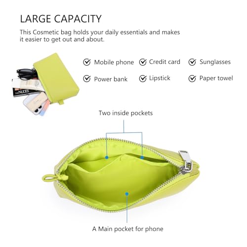 Small Makeup Bag for Purse, Leather Cosmetic (Grass) - color: PU/Grass