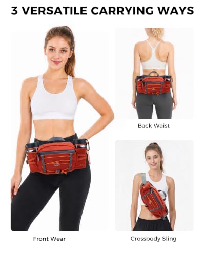 Fanny Pack with 2 Water Bottle Holder for Women Men, Waist Bag - color: Orange