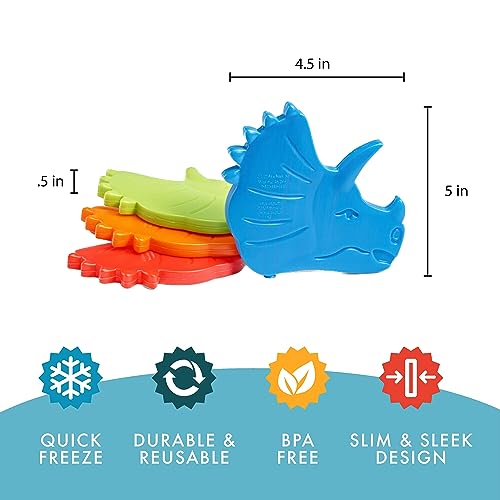 Cool Coolers by Fit & Fresh Reusable Kids Lunch Box Ice Packs, 4pk - color: Multicolor Dinosaur, size: 4 Pack