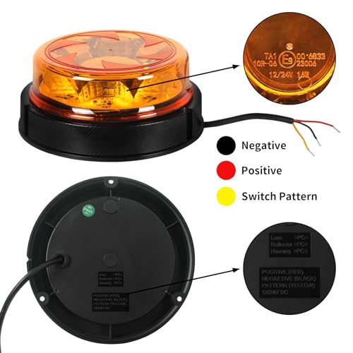 LED Amber Warning Beacon Light, 16LEDs 12/24V Orange Blinking Lamp - color: Style 2