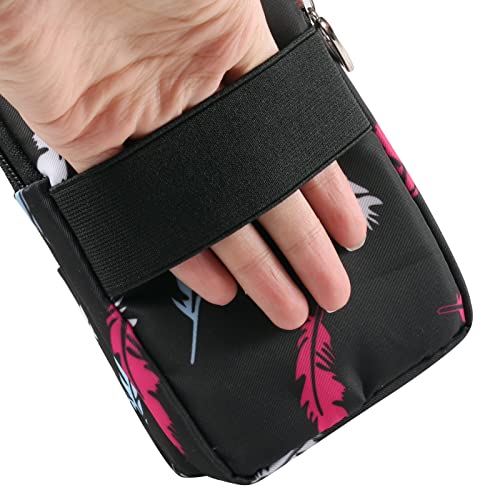 Women Small Crossbody Bag Cell Phone Purse Shoulder Pouch Armband Wallet Case Handbag for iPhone Samsung Google Pixel - color: Feather