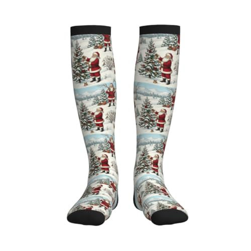 Compression Socks Circulation 15-20 Mmhg Knee High - color: Christmas Santa