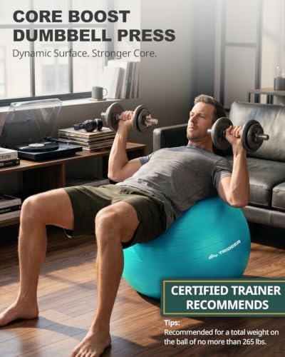 Trideer Yoga Ball for Exercise, Pregnancy, Exercise Ball, Pump Included - color: Turkis, size: M(19-22ines/48-55cm)