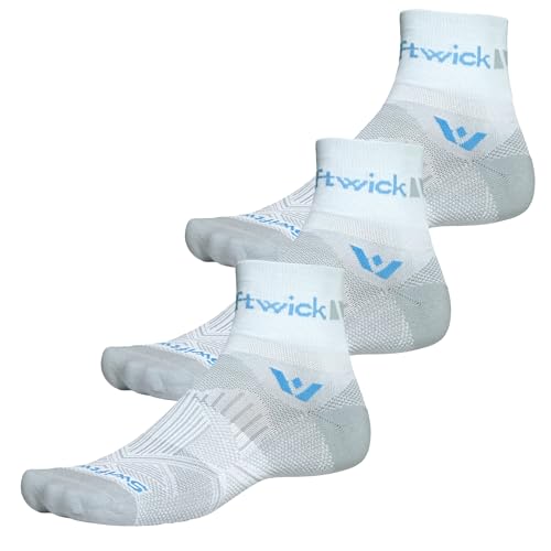 Swiftwick ASPIRE Quarter Crew Socks, Running & Cycling, Men & Women - color: (3 Pairs) Blue Gray, size: Small