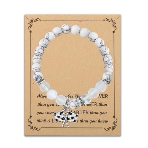 BNQL Racing Flags Bracelet - Car Racer Gifts, Race Day Charm Bracelet