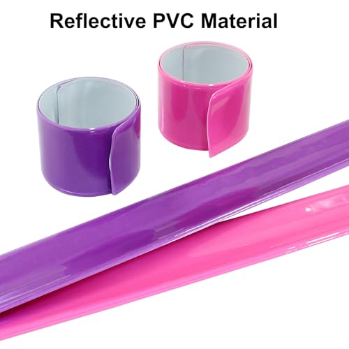 12 Pcs Reflective Snap Bands High Visibility Reflectors for Night Cycling, Jogging, and Working - color: Pink、Purple