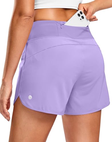 G Gradual Women's 3" Running Athletic Shorts with Phone Pocket - color: Lilac, size: XX-Small