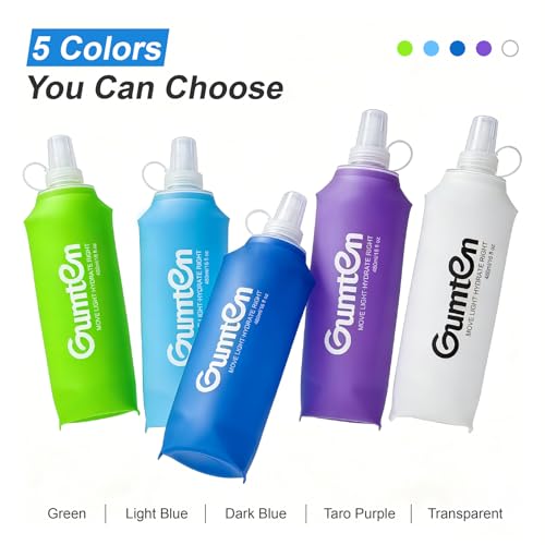 Soft Flask TPU BPA-Free 480ml Soft Water Bottle Leak-Proof Collapsible for Hydration Pack Running Vest Marathon Hiking Cycling (Light Blue) - color: 480ml Light Blue