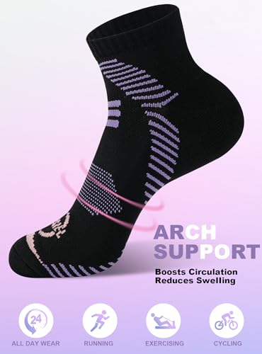 Trusiel Ankle Compression Socks for Women Running Moisture Wicking 5 Pairs - color: Light Pink, size: 9.5-12