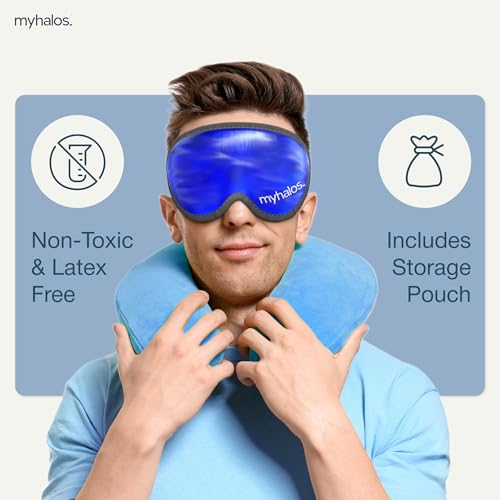 MyHalos Cooling Gel Eye Mask, Cold Ice Pack for Puffy Eyes & Dark Circles - color: Dark Blue, size: Pack of 1