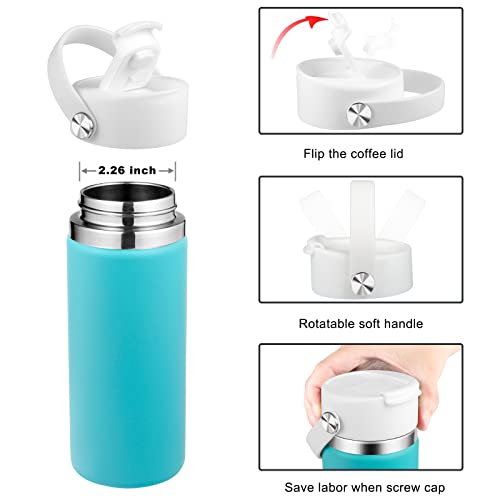 FLORAPELL Lid Compatible with Hydro Flask 12 16 18 20 32 40 OZ Wide Mouth, Flip Lid Replacement Lids with Flex Strap Handle, Leak-Proof Flask Cap for Hydro Flask Coffee Mug - color: White