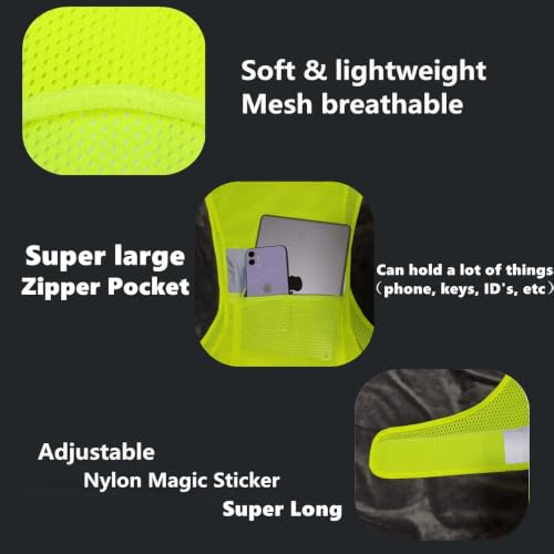 Reflective Running Safety Vest, Hi Vis Biking Walking Gear Men Women - color: 2 Pack Neon Yellow, size: Large