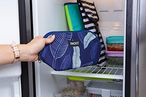 PackIt Freezable Snack Bag, Navy Leaves - color: Navy Leaves