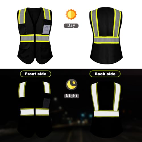 Safety Vest for Women 9 pockets Womens Safety Vest, Black S - color: Black, size: Small