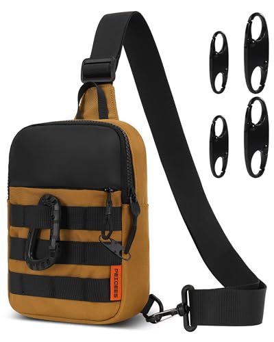 Peicees Crossbody Bag for Men Mini Sling Bag Anti Theft Purse, Khaki Yellow - color: Khaki Yellow