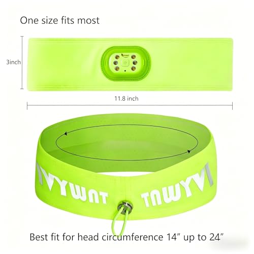 LED Sports Sweat Headband Outdoor Headlamp Rechargeable Men Women - color: Yellow