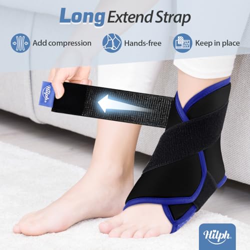 Hilph Ankle Heel Ice Pack Wrap for Swelling, Achilles Tendonitis, Sprain - style: B-Black(1 Pack)