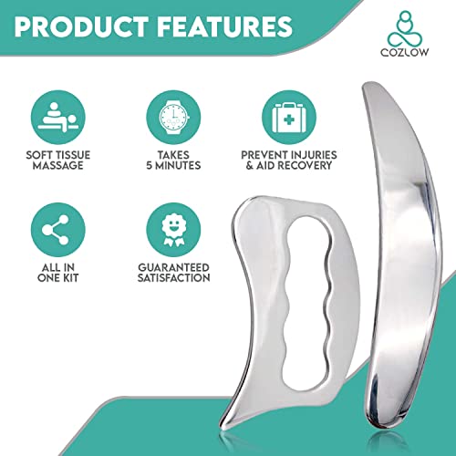 2-in-1 Muscle Scraper Stainless Steel Fascia Release Gua Sha IASTM Tools - style: Style A (2in1)