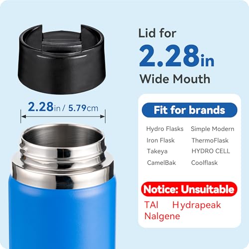 Flip Lid Replacement for Hydro Flask 12 16 18 20 32 40 64 oz Wide Mouth - color: Black 1Pack