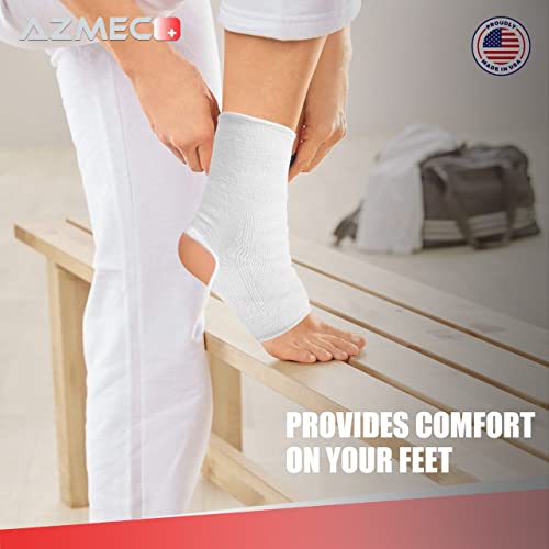 AZMEC Ankle Support Sleeve Open Heel, Light Elastic & Breathable Knitted Fabric for Sprained Ankle, Achilles Tendonitis, Plantar Fasciitis, & Injured Foot Medium Compression - For Men Women Kids - - size: Small