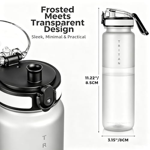 32oz Clear Tritan Water Bottle with Chug Lid - color: transparent