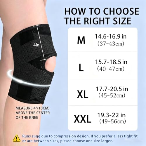 Knee Brace with Side Stabilizers & Patella Pad, Adjustable Compression Knee Support for Men & Women, Breathable Knee Sleeve for Running, Workout, Sports & Daily Support (XX-Large) - size: XX-Large