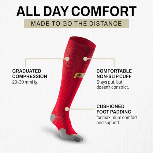 PRO Compression Marathon Socks - color: Red - 5 Pack, size: Large-X-Large