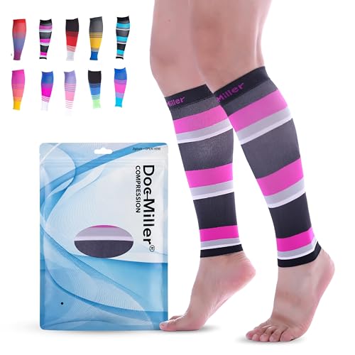 Doc Miller Calf Compression Sleeve 20-30 mmHg for Men & Women, 1 Pair - color: BlackPinkGrayWhite, size: Small