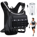 BECOJADDE Running Vest for Men with 2L Water Bladder Tactical Hydration Backpack Adjustable Lightweight Chest Pack for Marathon Hunting Cycling - color: Black