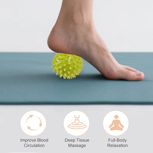 Spiky Massage Balls, 2PCS (Firm and Soft) - color: Softgreen+hardblue
