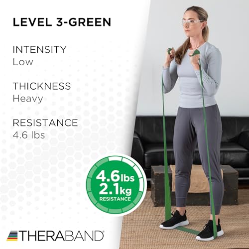 THERABAND Professional Resistance Band, Green Level 3 Heavy, 5 ft Exercise - color: Level 4 / Extra Heavy - Green