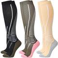 IRAMY Compression Socks Women Ankle Support Gradient Compression Wicking Moisture Knee High Socks 3 Packs - color: Black+green+yellow-3 Packs, size: Medium