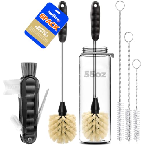 Holikme 6 Pack Bottle Brush 14" Stainless Steel Straw Cleaner Brush,Yellow - color: Yellow, size: 6Pack