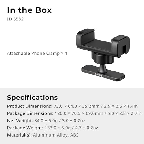 SMALLRIG Magnetic Phone Holder for Gym, Alloy Base with 360° Ball Head, Universal Phone Clamp Mount Suitable for iPhone 17/16/15/14/13/12 Series & Android Phones, Attach to Metal Surfaces-5582 - style: Phone Clip Connection