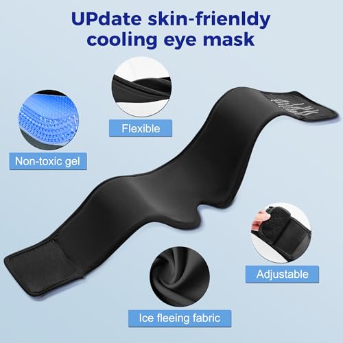 2 Pack Cooling Gel Eye Mask for Puffy Eyes, Migraine Relief, FSA Eligible - color: Black&blue