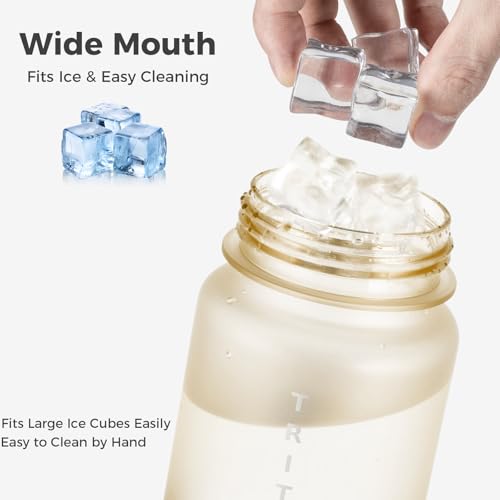 32oz Clear Tritan Water Bottle with Chug Lid - color: Beige