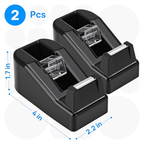 OWLKELA 2 Pcs Desktop Tape Dispenser, Black - color: Black, size: 2 Pcs