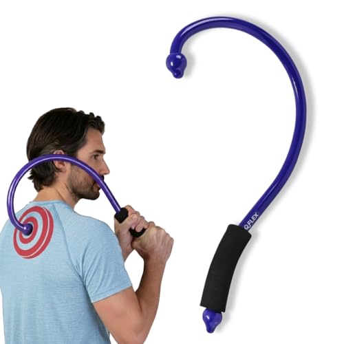 QFlex Back Massager Hook - Trigger Point Self Massage Tool for Neck, Shoulder & Muscle Knot Relief - Deep Tissue Massager Stick - As Seen on Shark Tank - Made in USA