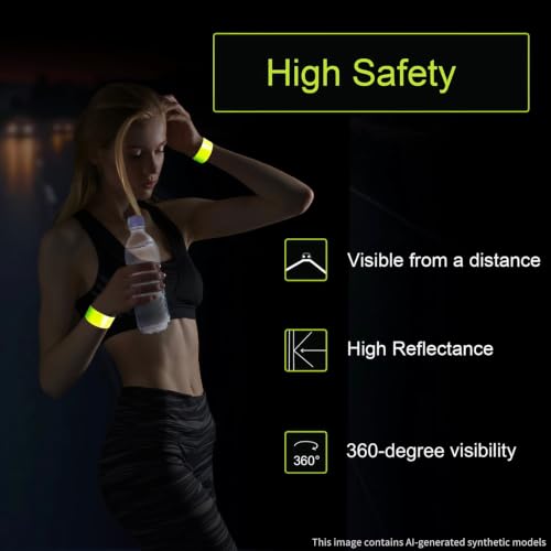 4PCS Reflective Running Gear, High Visibility Bands for Wrist Ankle Arm Leg