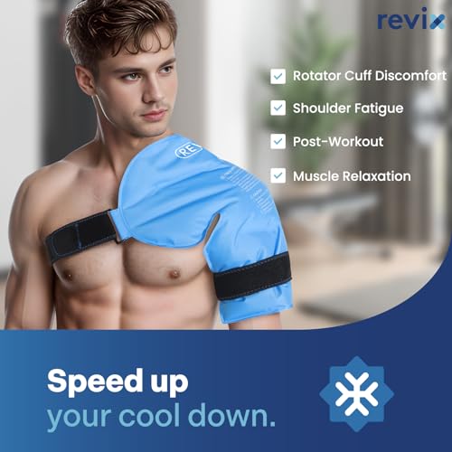 REVIX 2 Packs XXXL Knee Ice Pack Wrap Around Entire Knee and REVIX XL Shoulder Ice Pack for Rotator Cuff Reusable Gel Cold Wrap for Shoulders Injuries and Surgery
