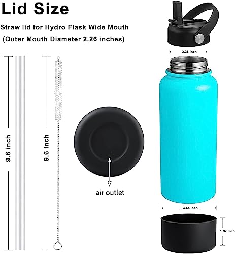 RRegeny Straw Lid and Boot for Hydro Flask Wide Mouth 32 40 oz, Lid with Straws and Silicone Boot for HydroFlask, Replacement Sports Flex Cap with Boot - color: Black Protective case