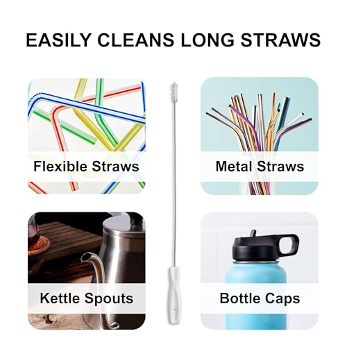 HIC Kitchen Extra-Long Straw Cleaning Brush for Sports Bottles and Hydration Packs - size: 17 x 1 x 0.50-inches, style: Extra-Long Straw Cleaning Brush