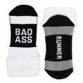 Gone For a Run Motivational Ankle Running Socks - Affirmation Runners Gifts - color: Bad Ass (Black)
