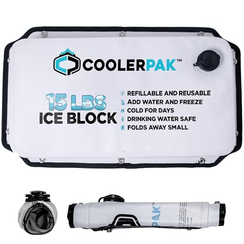 Refillable & Reusable Ice Packs for Coolers – Stays Cold for Days – Non-Toxic & Leakproof, Suitable for Potable Drinking Water – Built Tough, Rolls Up for Easy Storage - size: 15 lb