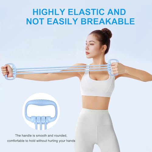 6 Gear Adjustable Resistance Bands with Handles 15-90LBS Home Gym - color: blue