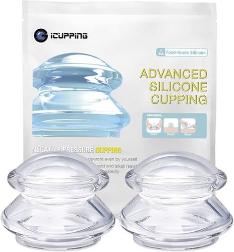 ICUPPING Clear Silicone Cupping Cups, 2 Large Body Massage Cups (2 Cups) - size: Large (2 pieces)