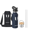 Sparrow Metal Water Bottle with Straw - Insulated Water Bottles Kids 500ml - color: Sea blue, size: 16.9 Ounces