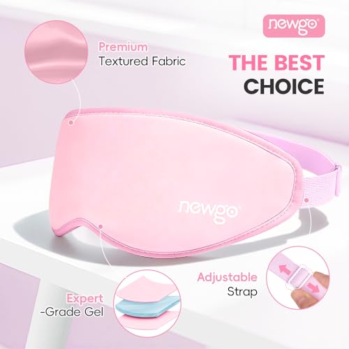 NEWGO 3D Cooling Eye Mask, Weighted Eye Mask for Sleeping, Pink - color: Pink, size: 1 Count (Pack of 1)